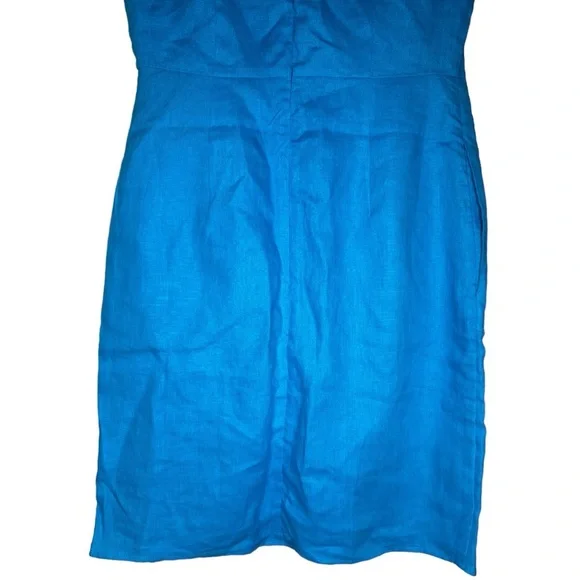 Boden Laura Linen Blue Lagoon Shift Dress Floral Embroidered Size 2R - Picture 10 of 16